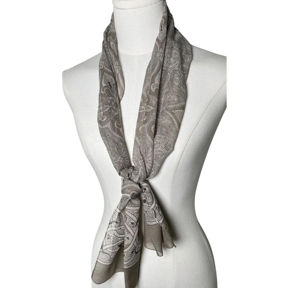 Classic Neutral Paisley Rectangle Scarf Lightweight‎ Women One Size